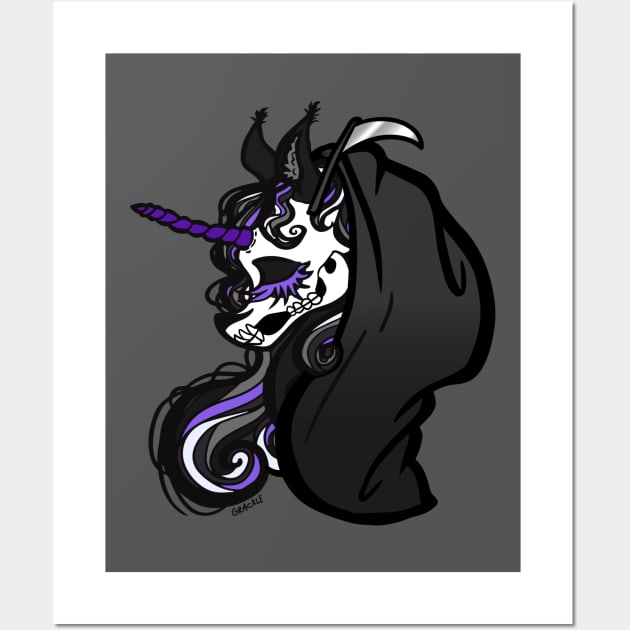 Grim Reaper Unicorn Wall Art by Jan Grackle